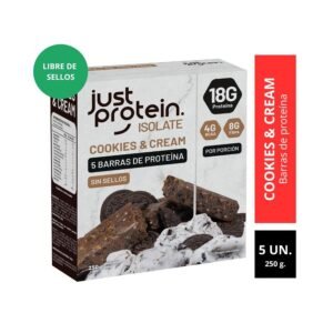 Justprotein Isolate Cookies & Cream, caja de 5 barras de proteína de 50 g