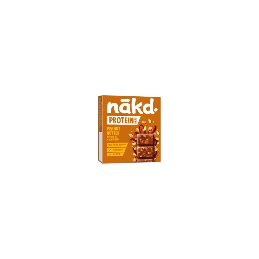 Nakd Protein Mantequilla de Maní 45 g, barra de proteína sin gluten y sin lácteos del supermercado