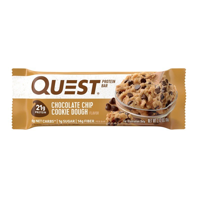 Quest Protein Bar 60 g Chocolate Chip Cookie Dough, barra de proteina con eritritol
