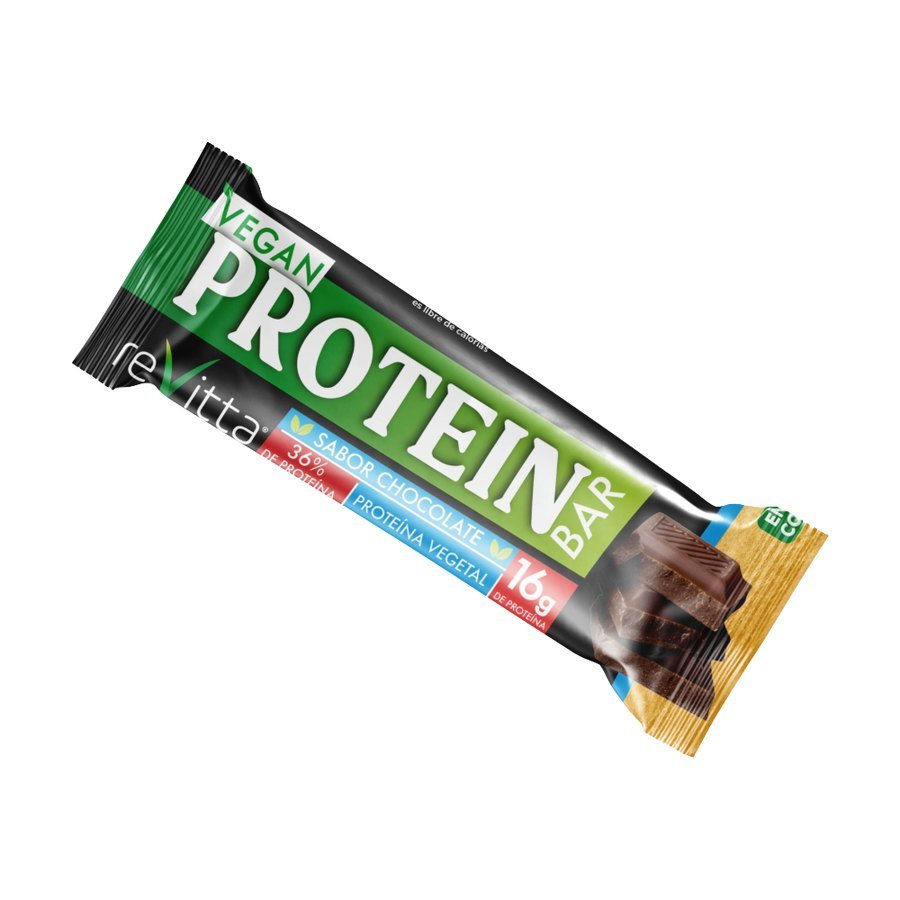 Revitta Barrita Vegana Chocolate 45 g, barra de proteína elaborada en línea con gluten