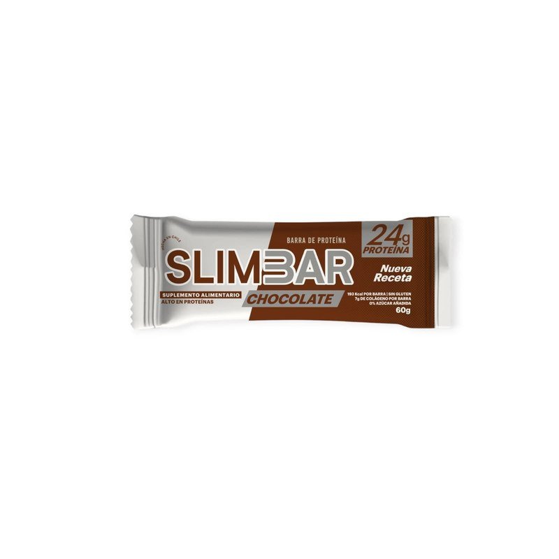 Slimbar Chocolate 60 g, barra de proteina chilena sin azucar anadida