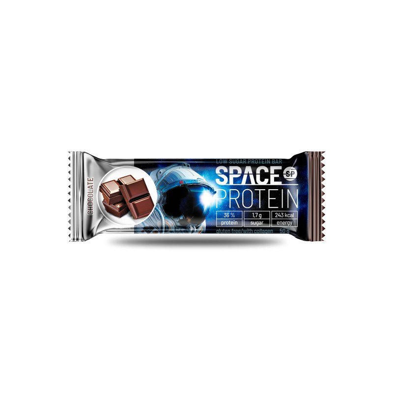 Space Protein Classic Chocolate 50 g, barra de proteina con colageno baja en azucar