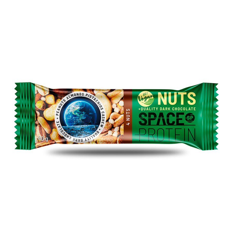Nuts Space Protein Vegan 4Nuts 40 g, barra de proteína sin gluten con 45 % de maní