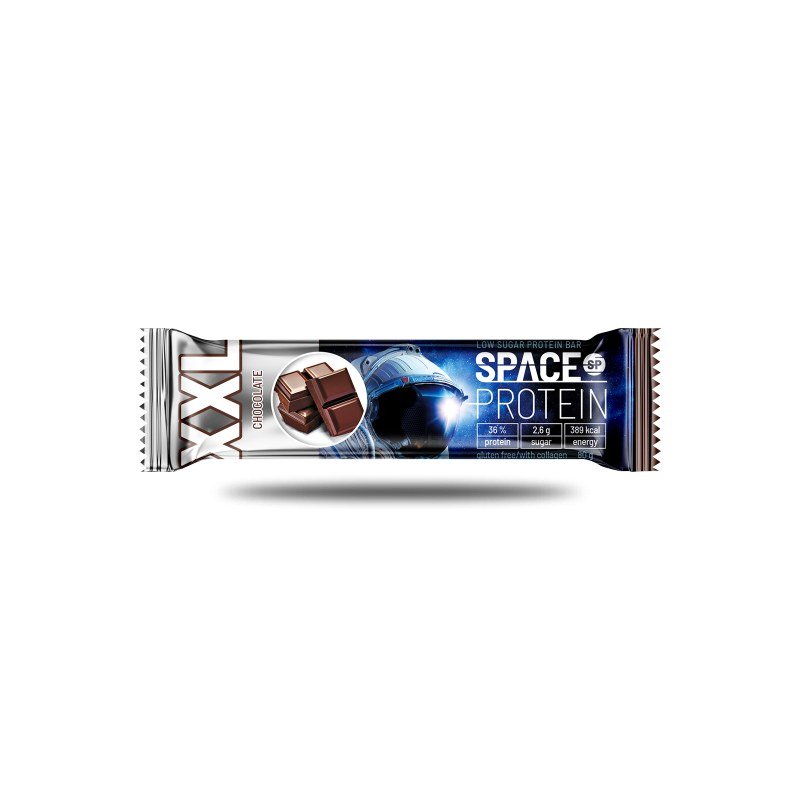 Space Protein XXL Chocolate 80 g, barra de proteina baja en azucar