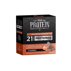 Wild Protein Pro Chocolate Avellana, caja de 4 barras de proteína de 60 g