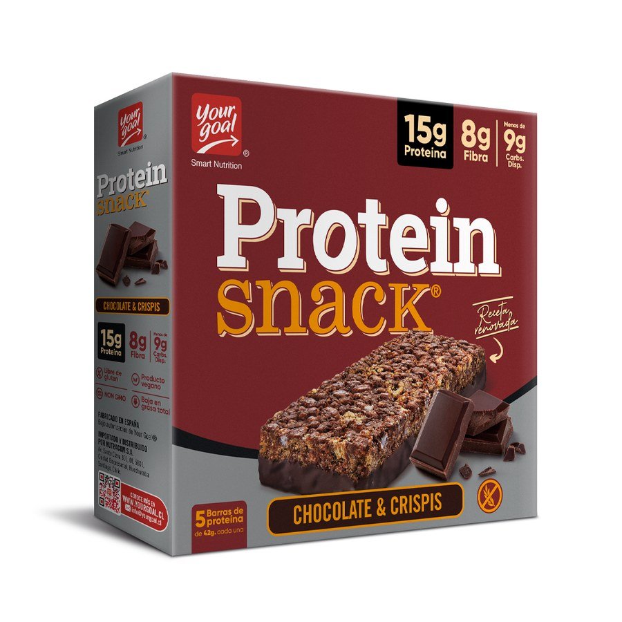 Your Goal Protein Snack Chocolate y Crispis, caja de 5 barras de proteína sin gluten